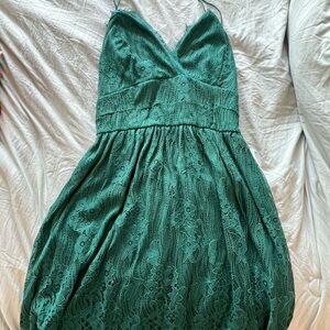 Green short dress with corset back